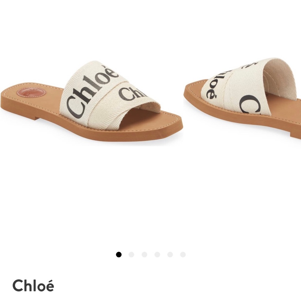 Chloé Woody Flat Logo Ribbon Slide Sandals Size 37